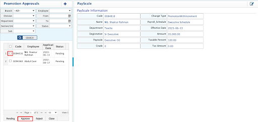 Employee Promotion List